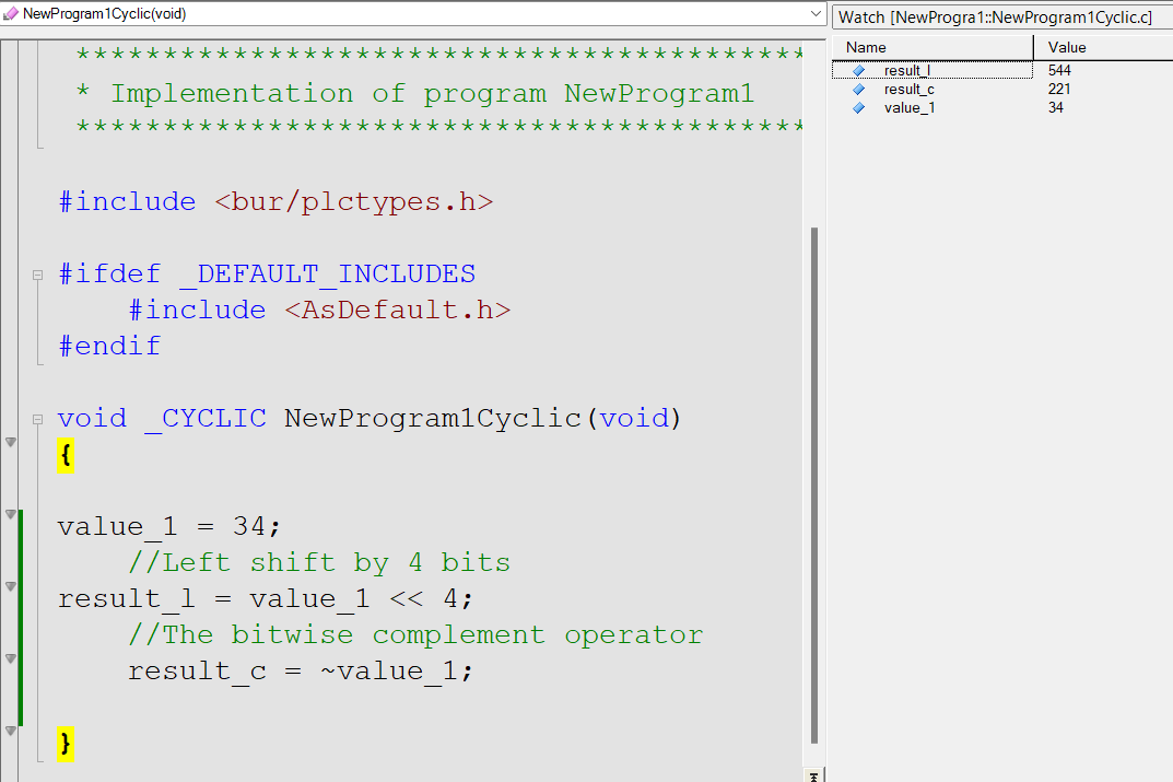 B&R Automation Studio Bitwise Operators In ANSI C Programming